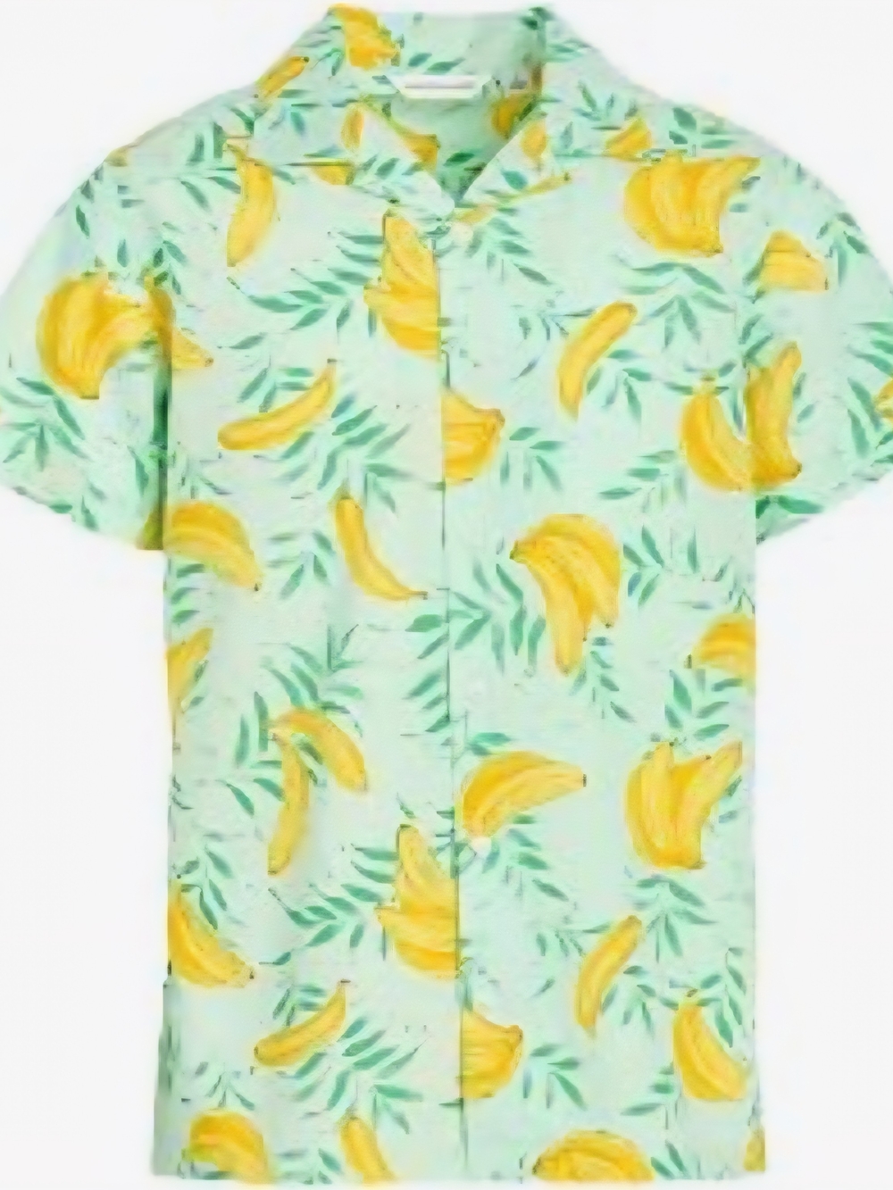 Janie and Jack Green Short-Sleeve Button-Down with Yellow Banana Print - Size 5